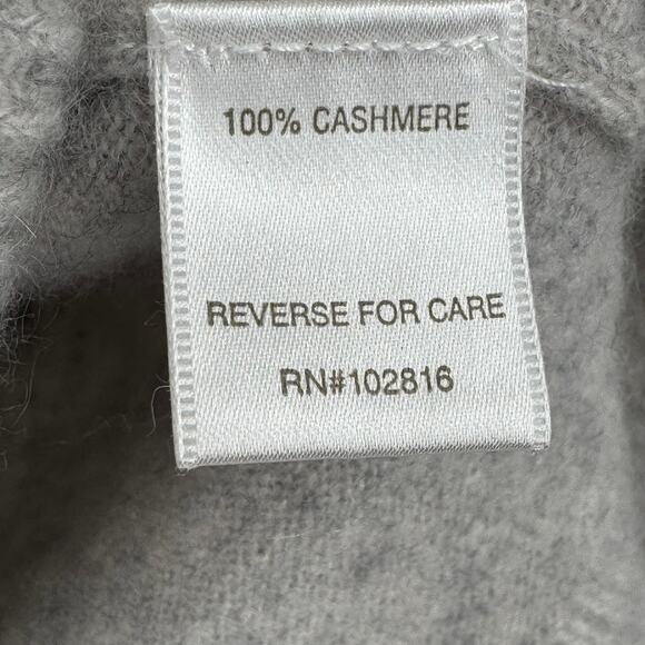 Garnet Hill sweater women's small 100% cashmere pullover crew ruffle hem gray - Picture 6 of 7